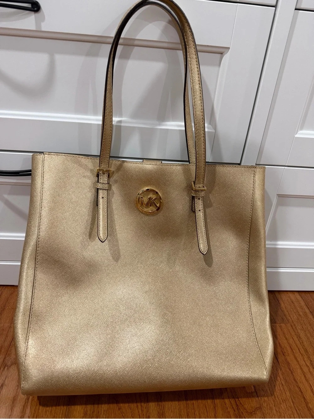 Michael Kors Metallic Gold Tote with MK Medallion